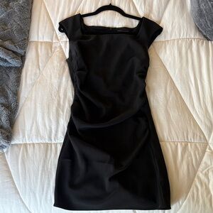 H&M Black Cap-Sleeve Mini Sheath Dress